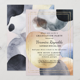 Invitation Formes Abstraites Artisanales Diplômé Navy Or