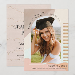 Invitation Formes Abstraites Boho Brown & Arche Rose
