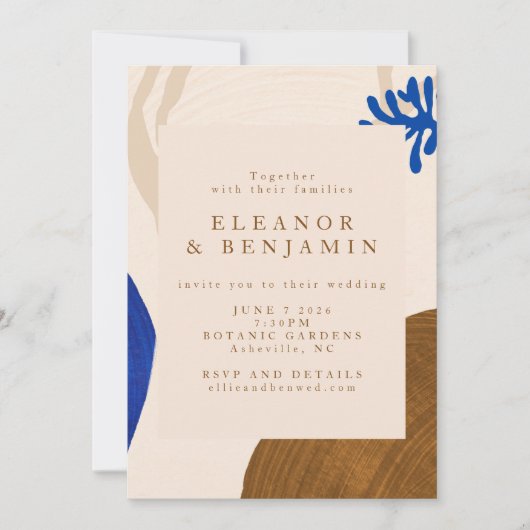 Invitation Formes Abstraites modernes Mariage bleu sable (Devant)