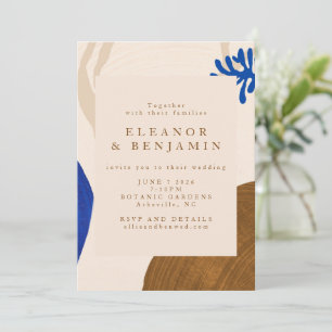 Invitation Formes Abstraites modernes Mariage bleu sable