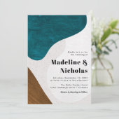 Invitation Formes Abstraites modernes Mariage Turquoise et Br (Debout devant)