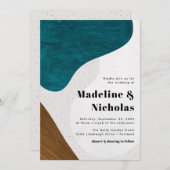Invitation Formes Abstraites modernes Mariage Turquoise et Br (Devant / Derrière)