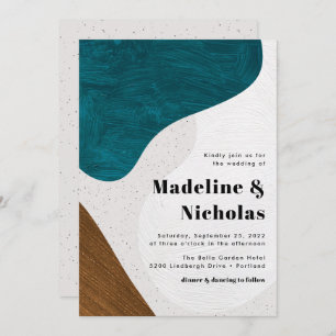 Invitation Formes Abstraites modernes Mariage Turquoise et Br