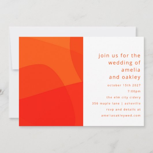 Invitation Formes Abstraites modernes Orange Bold Mariage bri (Devant)