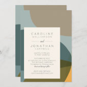 Invitation Formes Abstraites modernes Turquoise Taupe Chic Ma (Devant / Derrière)
