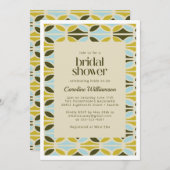 Invitation Formes Abstraites Motif Fête des mariées bleue ver (Devant / Derrière)