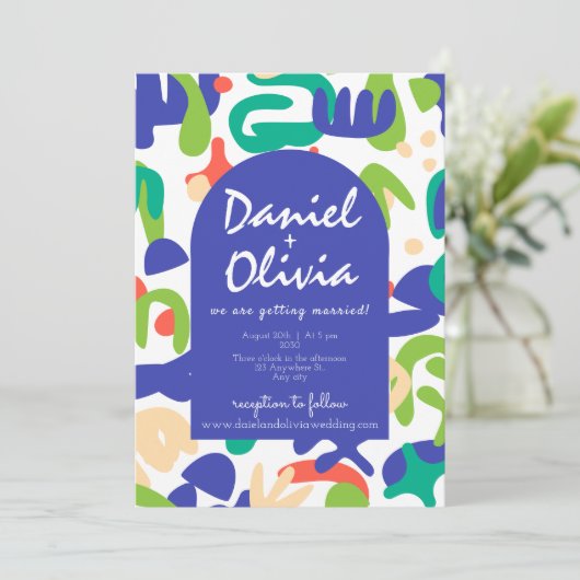 Invitation Formes Abstraites Motif transparent avec PhotoWedd (Debout devant)