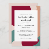 Invitation Formes Abstraites week-end de Bachelorette contemp (Devant / Derrière)