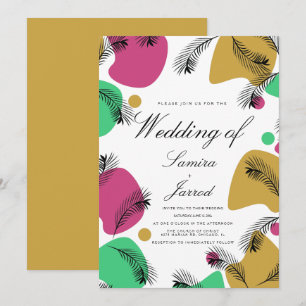 Invitation Formes Biologiques Tropicales Jaunes Mariage Botan