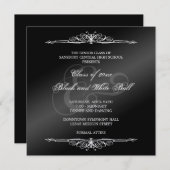 Invitation Formes blanches noires bal de danse carré élégant (Devant / Derrière)