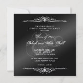 Invitation Formes blanches noires bal de danse carré élégant (Devant)