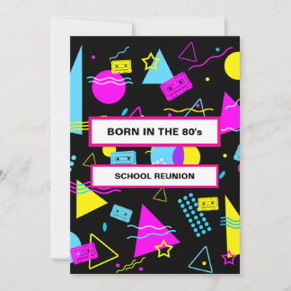 INVITATION FORMES COLORÉES RETRO NÉES RÉUNION SCOLAIRE DES AN