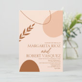 Invitation Formes d'arc bohème Tan Mariage en terre cuite (Debout devant)