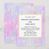 Invitation Formes de rectangle violet et bleu sur mariage ros (Devant / Derrière)