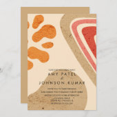 Invitation Formes de tonalité Terre moderne Mariage orange br (Devant / Derrière)