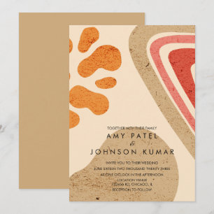 Invitation Formes de tons terreux modernes mariage orange brû