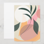 Invitation Formes d'illustration végétale abstraite rose verd (Devant / Derrière)