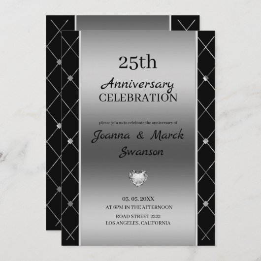 Invitation Formes géométriques avec diamants (Devant / Derrière)