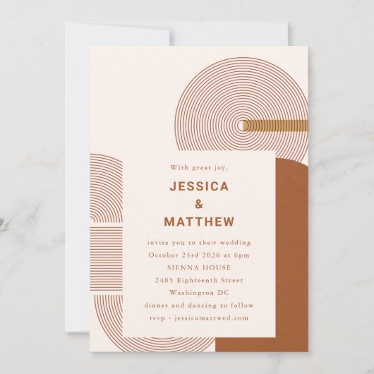 Invitation Formes géométriques modernes Ligne Mariage en terr (Devant)