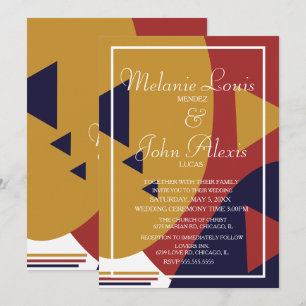 Invitation Formes Géométriques Rétro Colorées Mariage