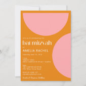 Invitation Formes géométriques simples Bat mitzvah rose orang (Devant)