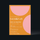 Invitation Formes géométriques simples Bat mitzvah rose orang<br><div class="desc">Formes géométriques simples personnalisées Invitation Bat mitzvah moderne rose et orange</div>