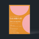 Invitation Formes géométriques simples Bat mitzvah rose orang<br><div class="desc">Formes géométriques simples personnalisées Invitation Bat mitzvah moderne rose et orange</div>