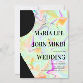 Invitation Formes holographiques Faux Parties scintillant ros (Devant)