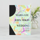 Invitation Formes holographiques Faux Parties scintillant ros (Debout devant)