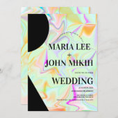 Invitation Formes holographiques Faux Parties scintillant ros (Devant / Derrière)