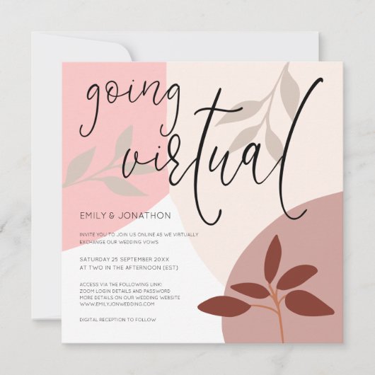 Invitation Formes modernes Feuille Script aller Mariage virtu (Devant)
