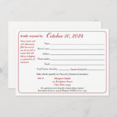 Invitation Formulaire de réponse à la réunion de classe de tr (Devant / Derrière)