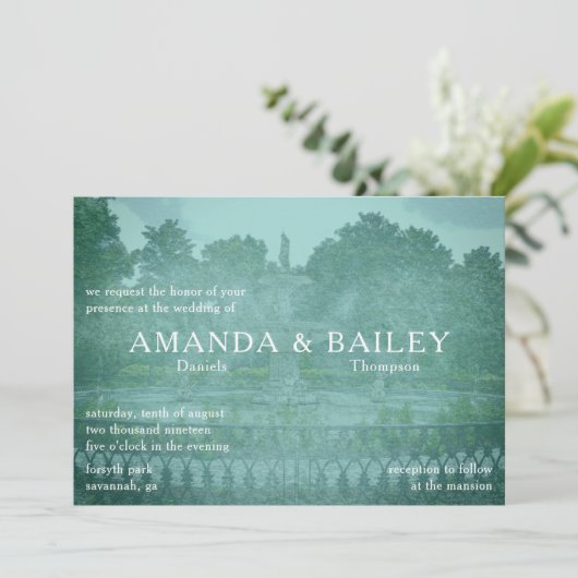 Invitation Forsyth Park Fontaine Savannah Mariage GA (Debout devant)