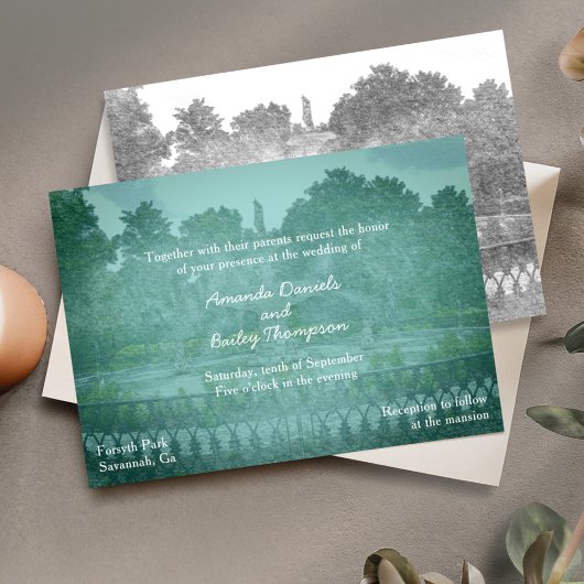 Invitation Forsyth Park Fontaine Savannah Mariage GA