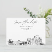 Invitation Fort Worth Mariage Skyline Enregistrer la date (Debout devant)