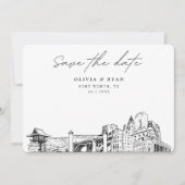 Invitation Fort Worth Mariage Skyline Enregistrer la date (Devant)
