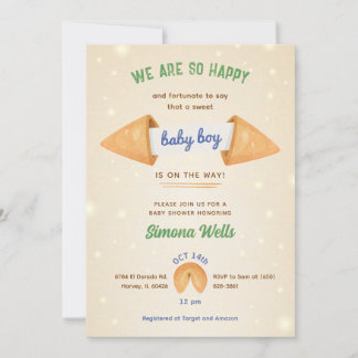 Invitation Fortune Cookie C'est Baby Boy Gentleman Blue Douch