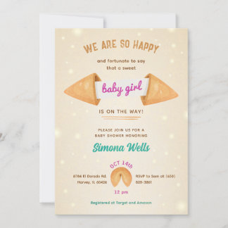 Invitation Fortune Cookie C'est bébé fille mignonne douche Sp
