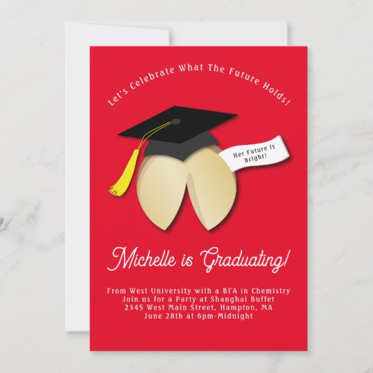 Invitation Fortune Cookie Graduation Party (Devant)