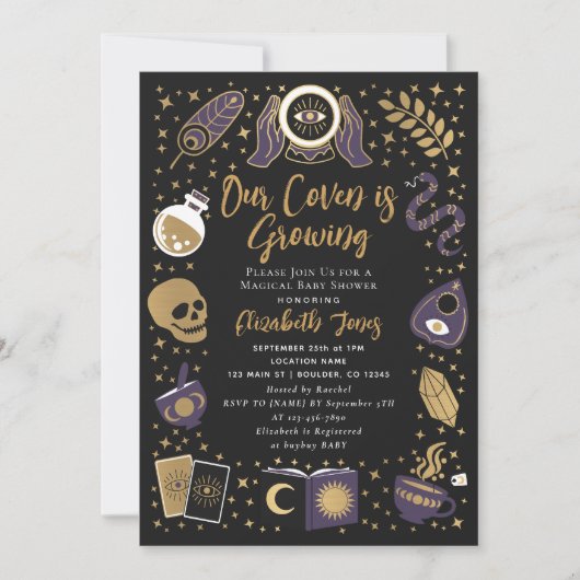 Invitation Fortune Teller Future Witchy Baby shower (Devant)