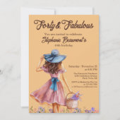 Invitation Forty and Fabulous Elegant Woman's 40th Birthday  (Devant)