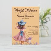 Invitation Forty and Fabulous Elegant Woman's 40th Birthday  (Debout devant)