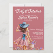 Invitation Forty and Fabulous Elegant Woman's 40th Birthday  (Devant)