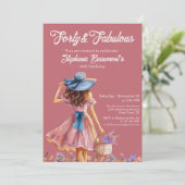 Invitation Forty and Fabulous Elegant Woman's 40th Birthday  (Debout devant)