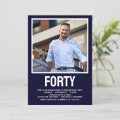 Invitation FORTY Photo moderne 40th Birthday Party (Debout devant)