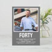 Invitation FORTY Photo moderne 40th Birthday Party (Debout devant)