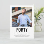 Invitation FORTY Photo moderne 40th Birthday Party (Debout devant)