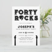 Invitation Forty Rocks Guitar Pick 40th Birthday Party (Debout devant)