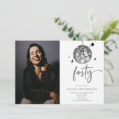Invitation Forty Silver Disco Ball Photo 40th Birthday Party (Debout devant)