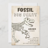 Invitation Fossil Dig Dinosaur fête d'anniversaire (Devant)